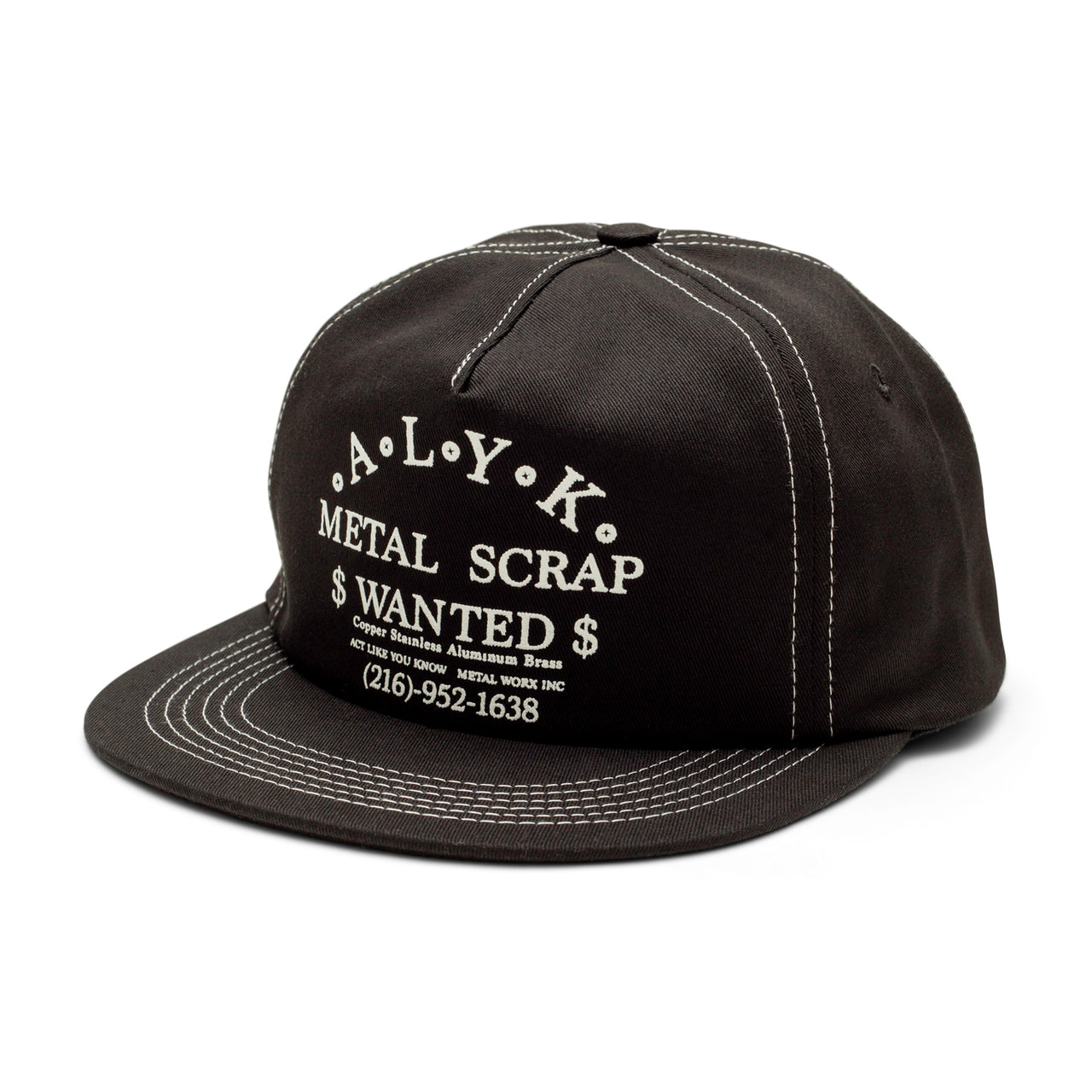 ALYK - Wanted 5 Panel Snapback Unconstructed Hat - Black