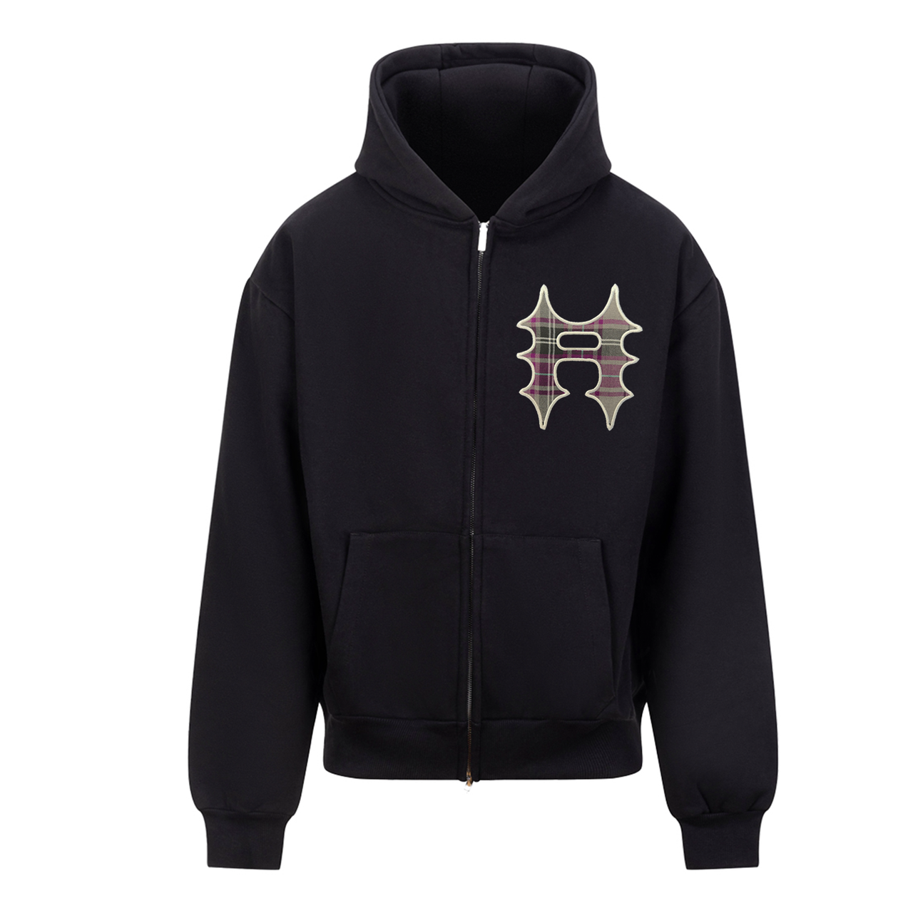 Arch Appliqué Zip Hoodie Black