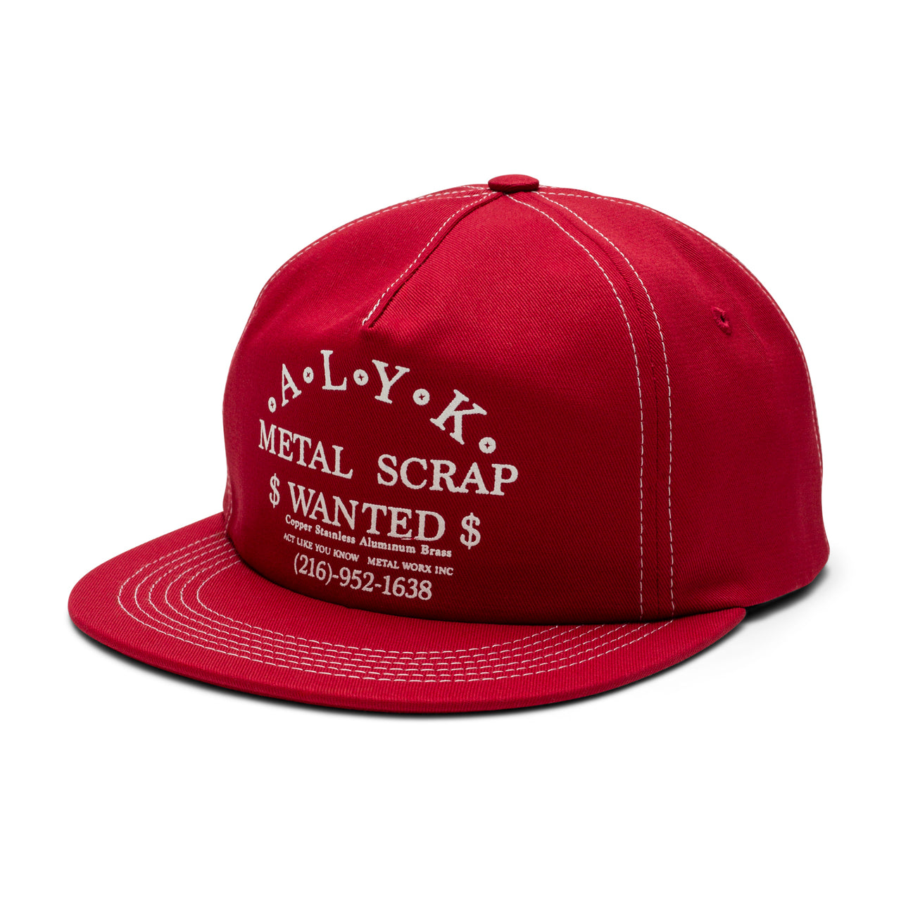 ALYK - Wanted 5 Panel Snapback Unconstructed Hat - Red