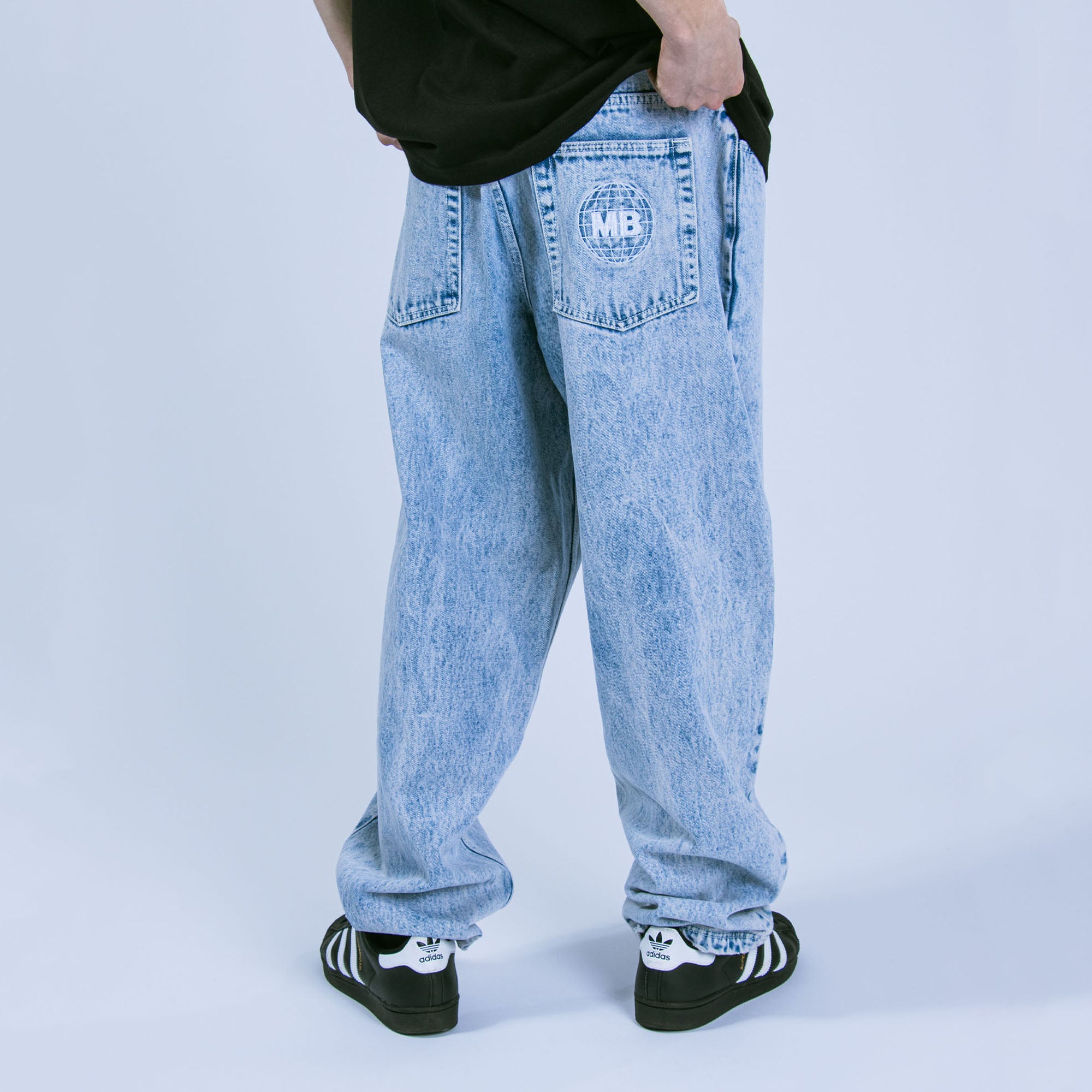 BMX ワイドデニム　MOTO-BUNKA X HEAVIES - Jeans Heavies x Moto-Bunka Chemical Light Wash Jeans • Silent Store